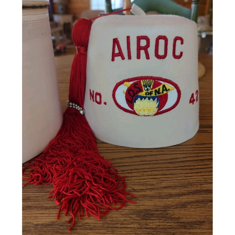 VINTAGE AIROC FELT FEZ HAT & Tassel Los Angeles Fraternal Supply Co Rutland VT